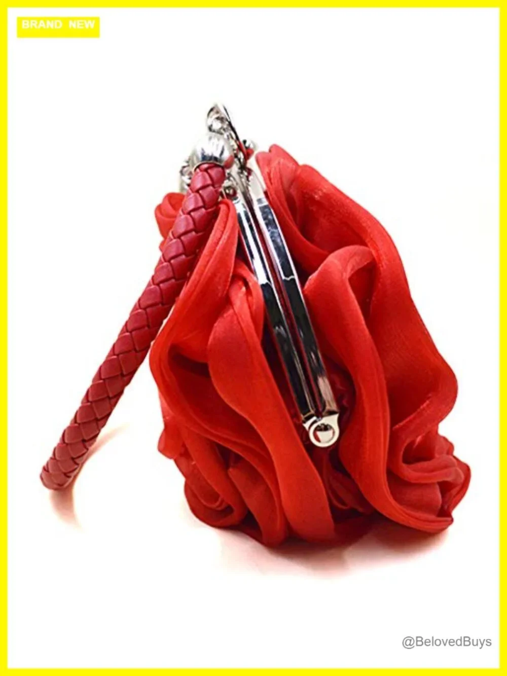 Women's Rose Shaped Clutch Satin Wristlet Handbag Wedding Party Purse